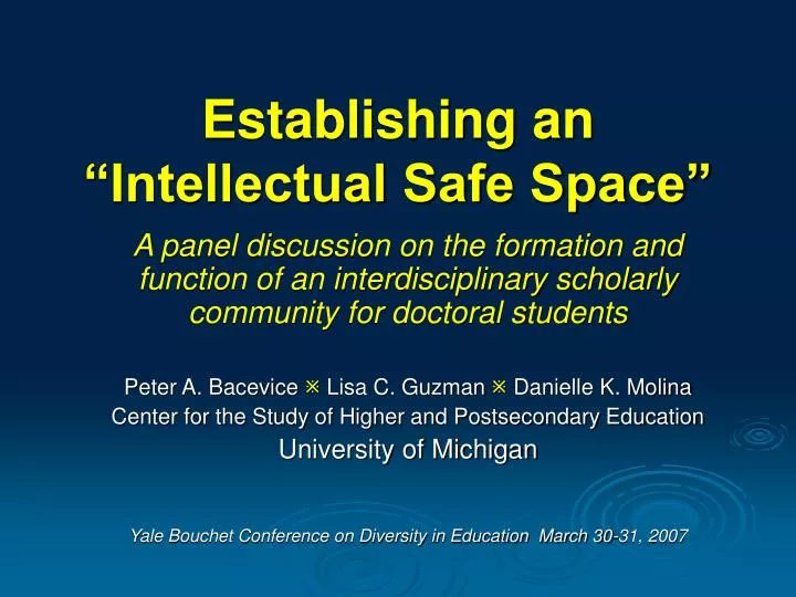 establishing an intellectual safe space