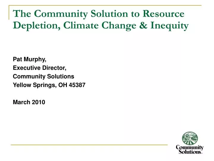 the community solution to resource depletion climate change inequity