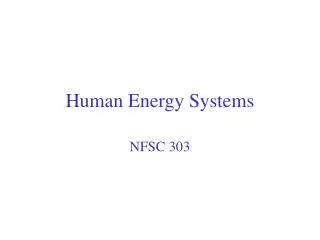 Human Energy Systems