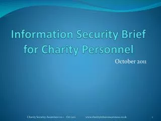 Information Security Brief for Charity Personnel