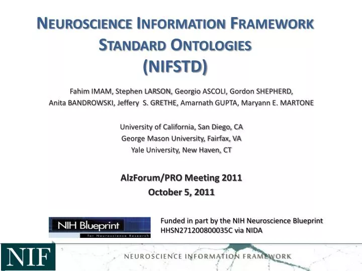 neuroscience information framework standard ontologies nifstd