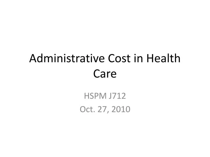 administrative cost in health care