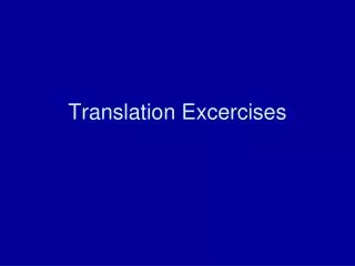 Translation Excercises