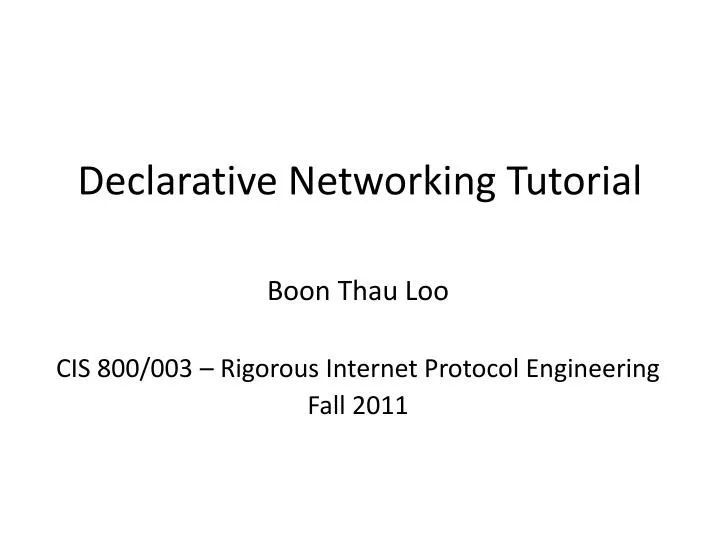 declarative networking tutorial