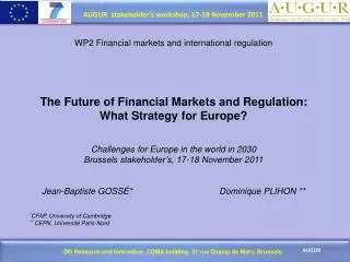 WP2 Financial markets and international regulation
