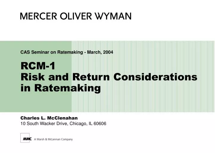 cas seminar on ratemaking march 2004