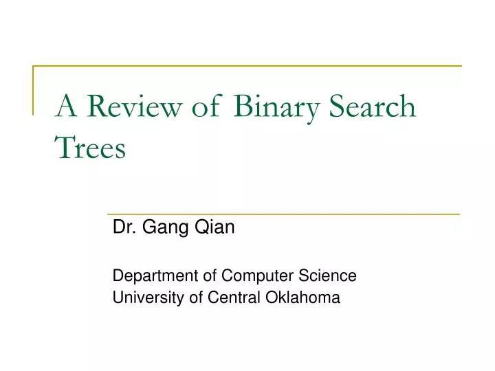 a review of binary search trees
