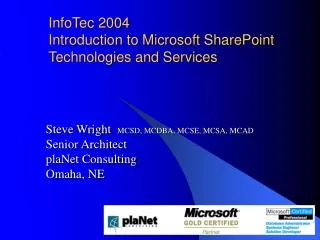 InfoTec 2004 Introduction to Microsoft SharePoint Technologies and Services