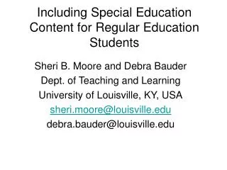 Including Special Education Content for Regular Education Students