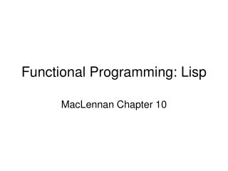 Functional Programming: Lisp