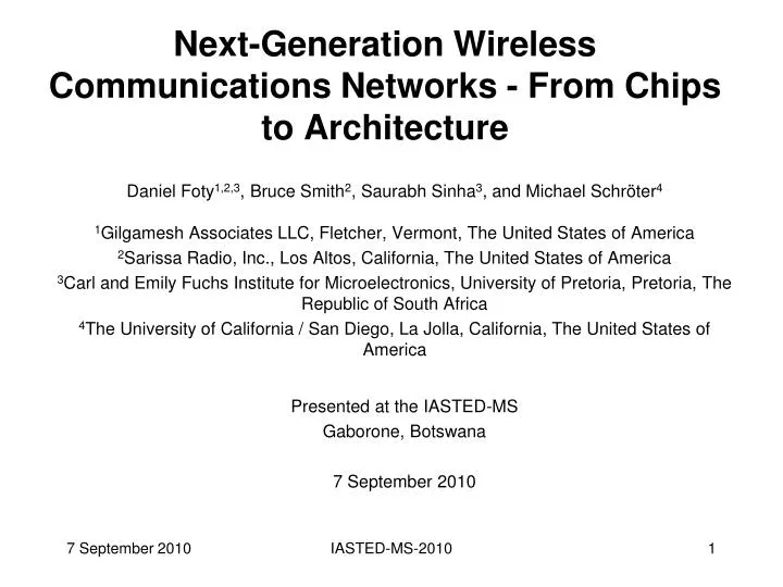 next generation wireless communications networks from chips to architecture