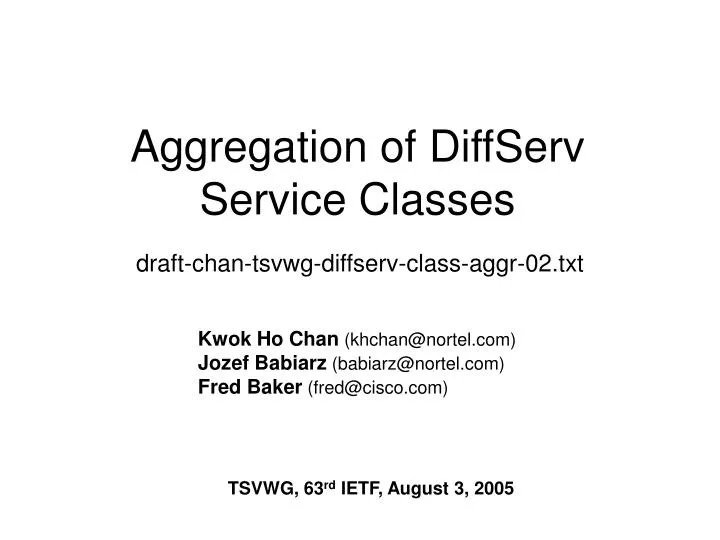aggregation of diffserv service classes