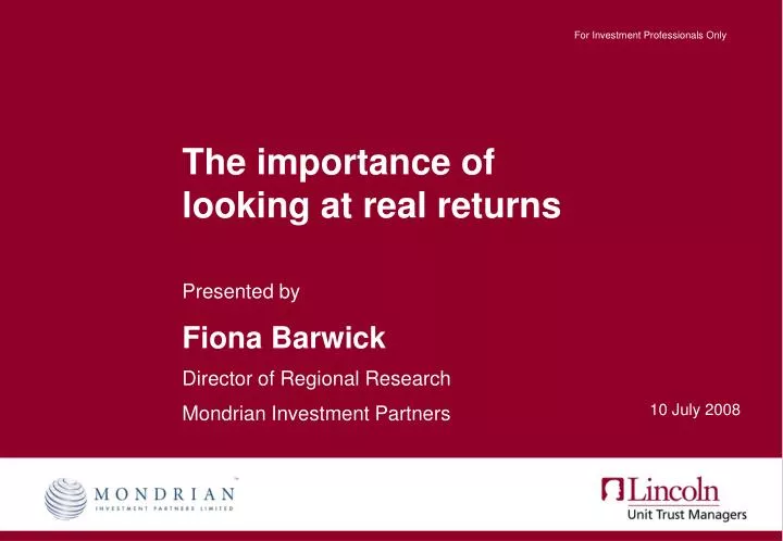the importance of looking at real returns