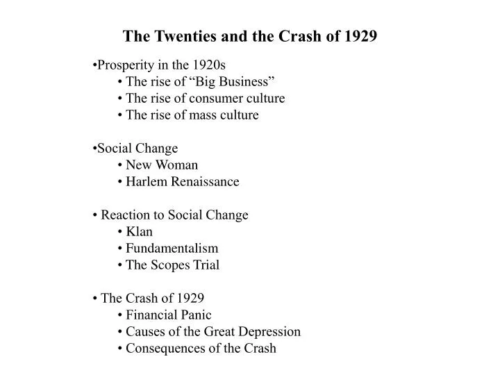 the twenties and the crash of 1929