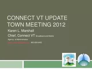 Connect VT Update Town Meeting 2012