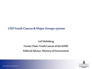CSD Youth Caucus Major Groups system