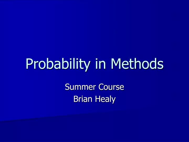 probability in methods