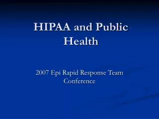 HIPAA and Public Health