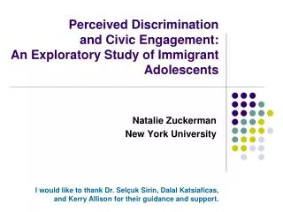 Perceived Discrimination and Civic Engagement: An Exploratory Study of Immigrant Adolescents