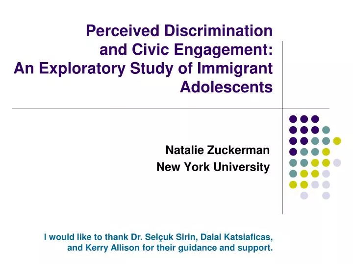 perceived discrimination and civic engagement an exploratory study of immigrant adolescents