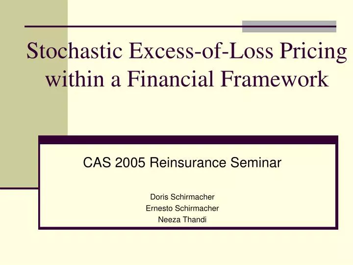 stochastic excess of loss pricing within a financial framework