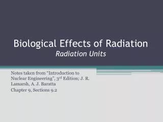 Biological Effects of Radiation Radiation Units