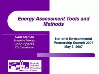 Energy Assessment Tools and Methods