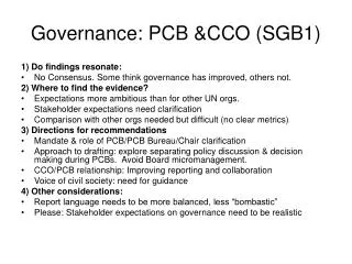 Governance: PCB &amp;CCO (SGB1)