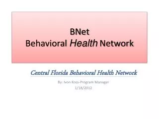 BNet Behavioral Health Network
