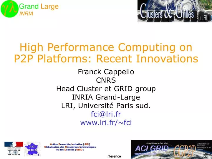 high performance computing on p2p platforms recent innovations