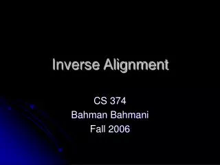 Inverse Alignment
