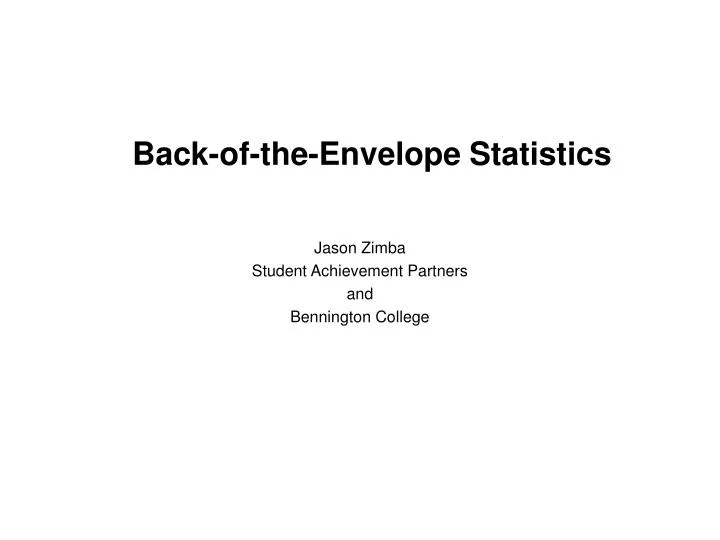 back of the envelope statistics