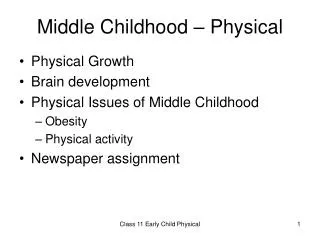 Middle Childhood – Physical