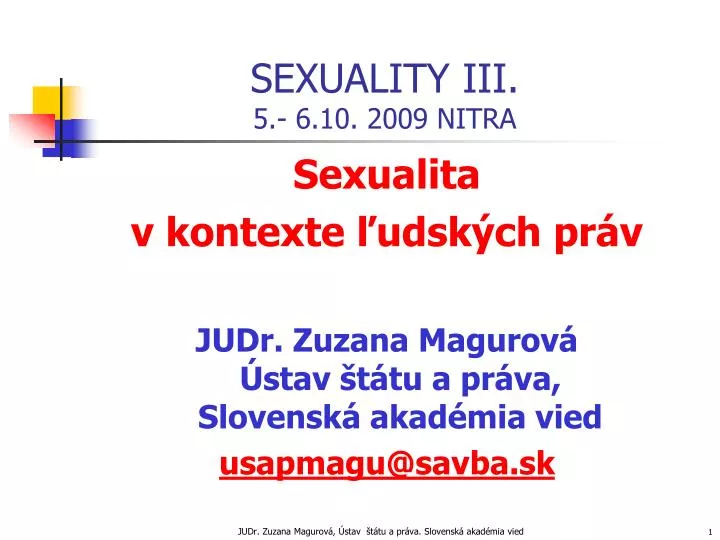 sexuality iii 5 6 10 2009 nitra