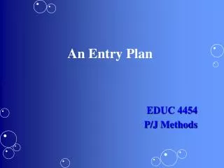 An Entry Plan