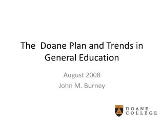The Doane Plan and Trends in General Education