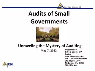 Audits of Small Governments