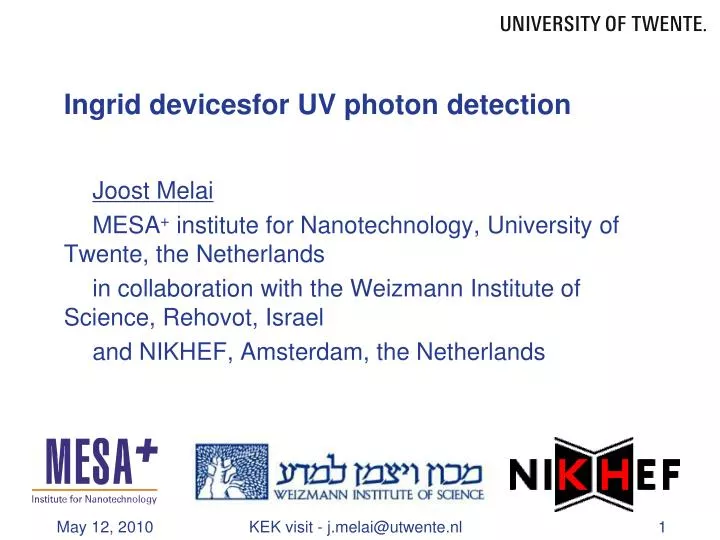 ingrid devicesfor uv photon detection