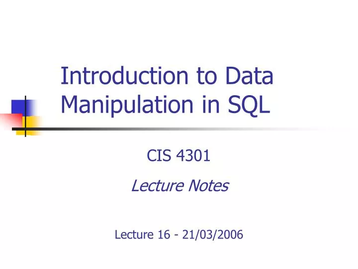 introduction to data manipulation in sql