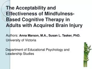 The Acceptability and Effectiveness of Mindfulness-Based Cognitive Therapy in Adults with Acquired Brain Injury