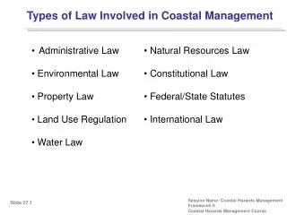 Types of Law Involved in Coastal Management