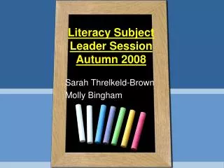Literacy Subject Leader Session Autumn 2008