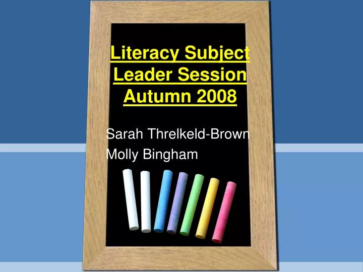 literacy subject leader session autumn 2008