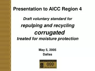 Presentation to AICC Region 4