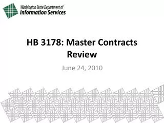 HB 3178: Master Contracts Review