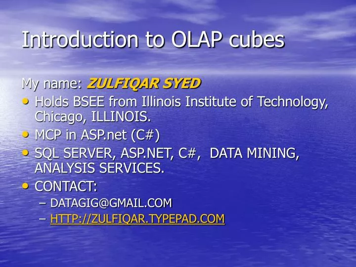 introduction to olap cubes