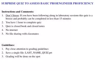 SURPRISE QUIZ TO ASSESS BASIC PRO|ENGINEER PROFICIENCY