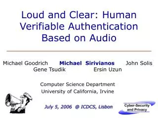 Loud and Clear: Human Verifiable Authentication Based on Audio