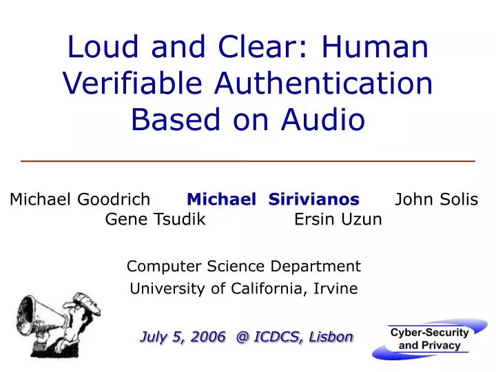 loud and clear human verifiable authentication based on audio