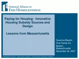 Paying for Housing: Innovative Housing Subsidy Sources and Design Lessons from Massachusetts